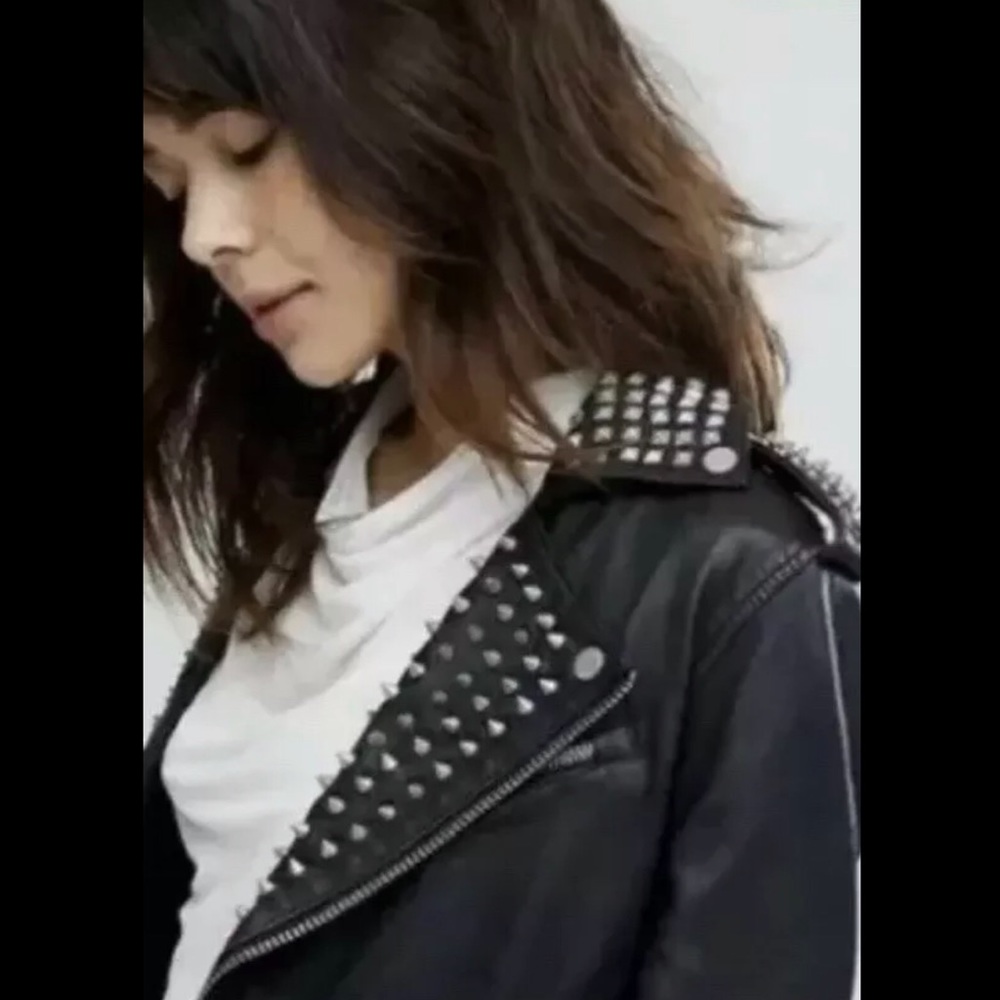 PUNK HEAVY METAL Muubaa Stud Leather Jacket Sz 8